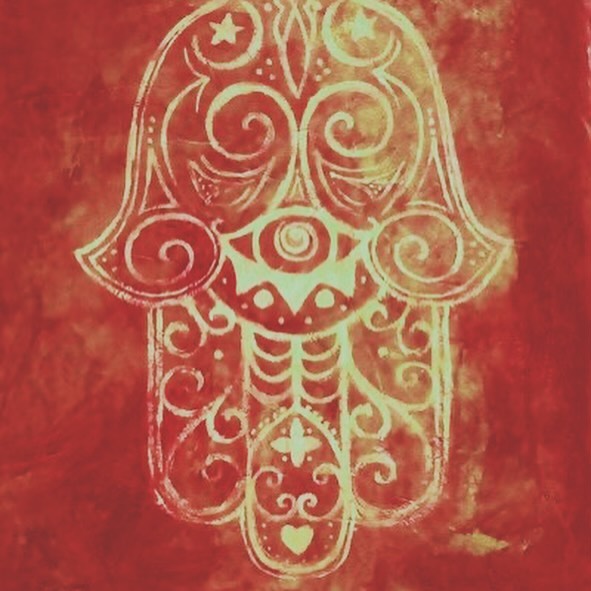 Hamsa Illustration Rouge Arabesques Oeil Protection — portfolio Hamsa Tattoo Dijon handpoke