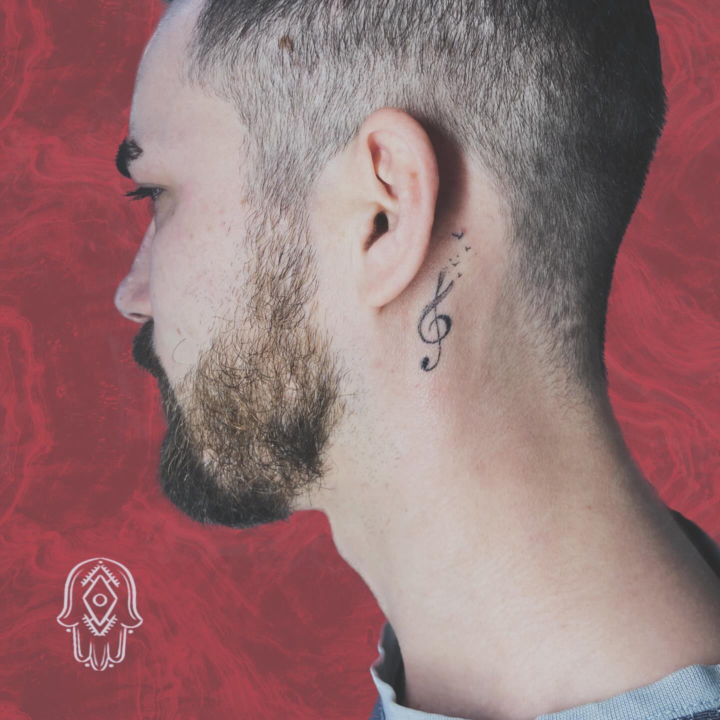 Tatouage Cle Sol Nuque Homme Handpoke Custom — portfolio Hamsa Tattoo Dijon handpoke